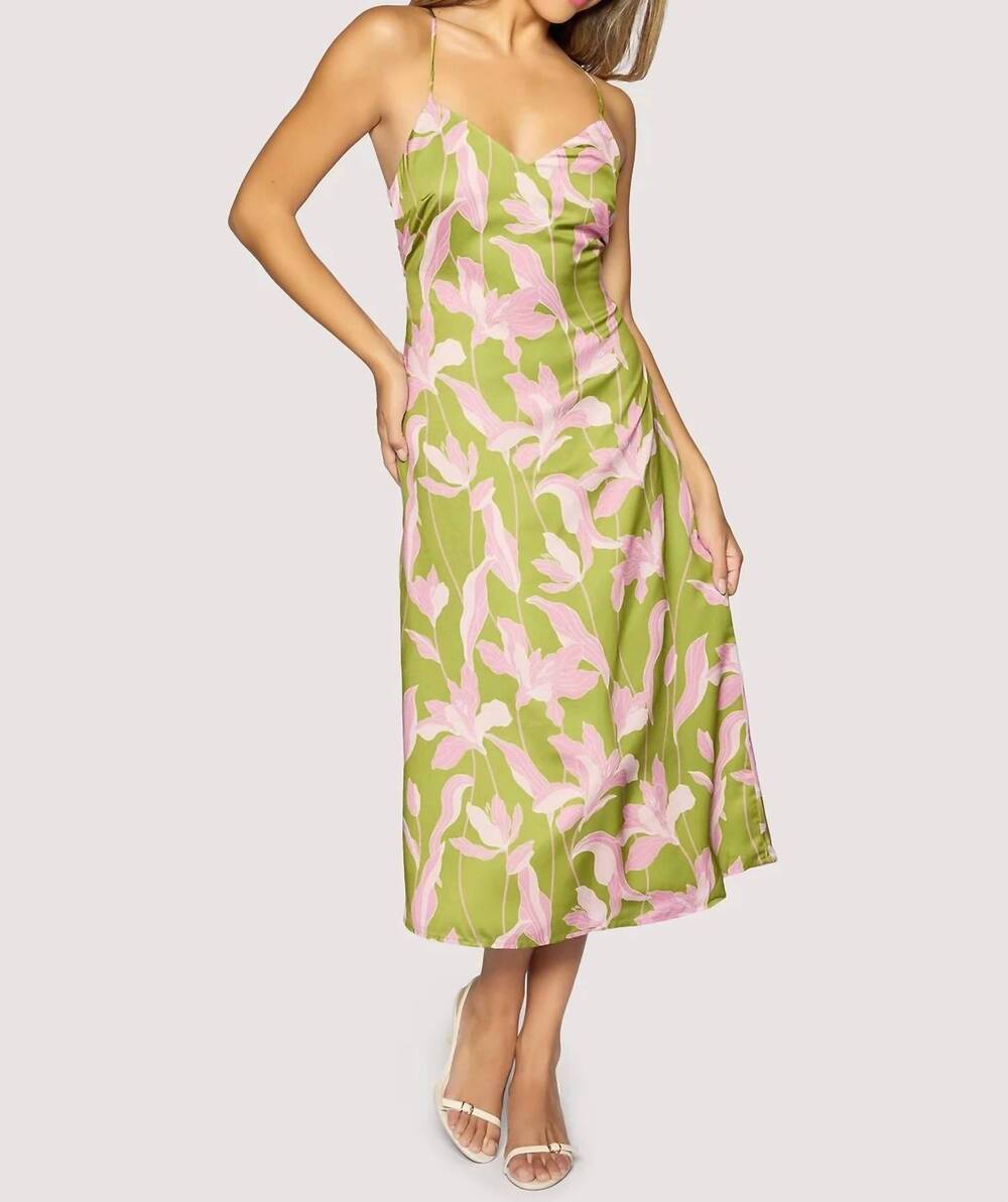 NEW LOST + WANDER floral midi dress in green